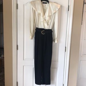 Women’s cream and black jumpsuit. Size 10